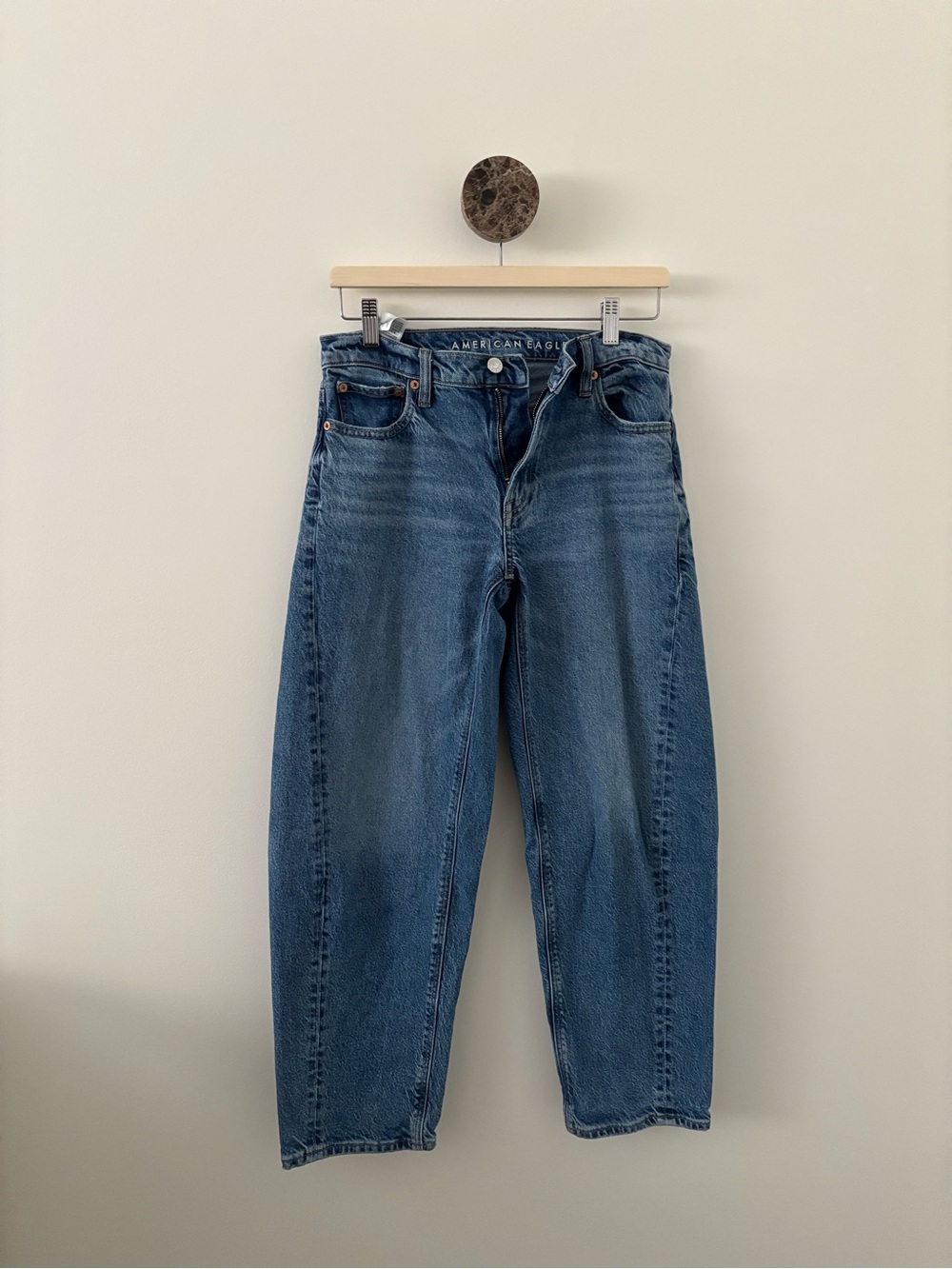 American Eagle Outfitters Barrel High-Rise Blue Jeans